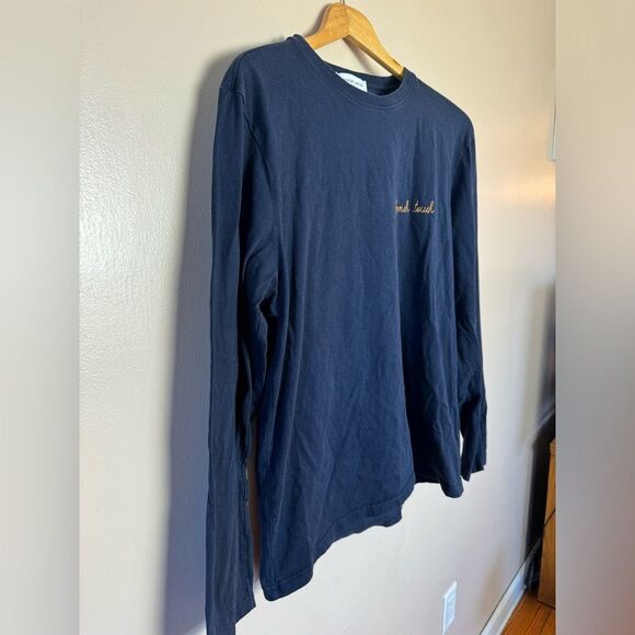 SALE! Men’s Navy Maison Labiche “French Touch” Crewneck L/S Tee EUC - Picture 3 of 8